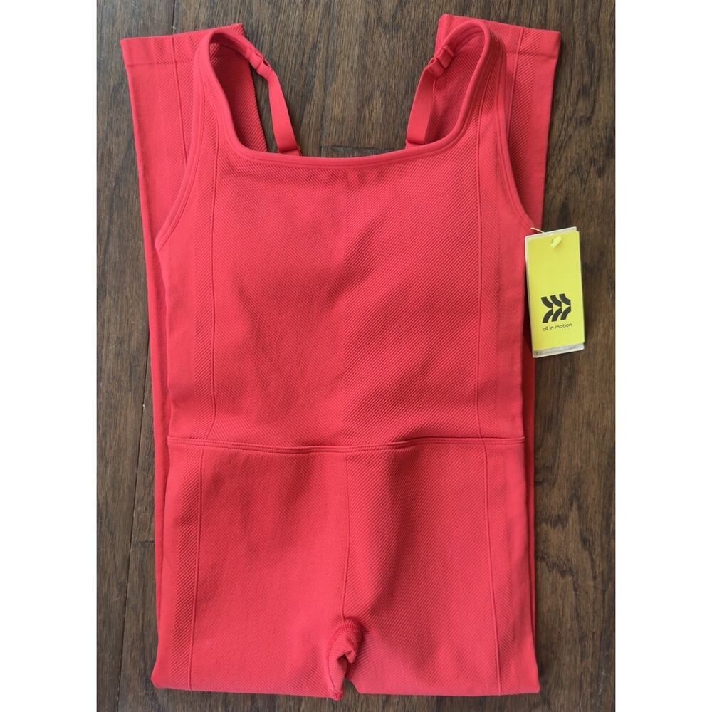 All in Motion Red Athletic Jumpsuit Womens XS Ribbed One Piece NWT